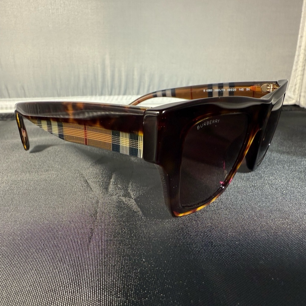 Burberry Tortoise Sunglasses with Checkered Arms